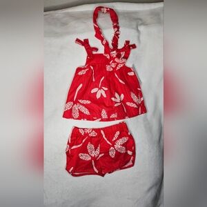 Baby Girl clothes. Red 3 piece summer outfit with headband size 3 months
